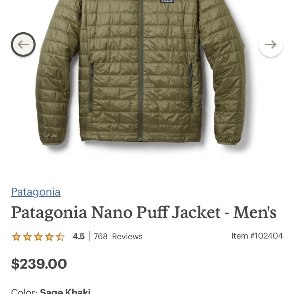 Men’s Patagonia Nano Puff jacket - XL